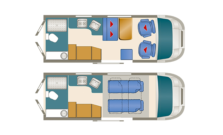 Karmann Campingbusse Wohnmobile Düsseldorf Autohaus Süper Dexter 595 Grundriss